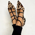 Brasilea - Zapatos de tacón con correa de leopardo