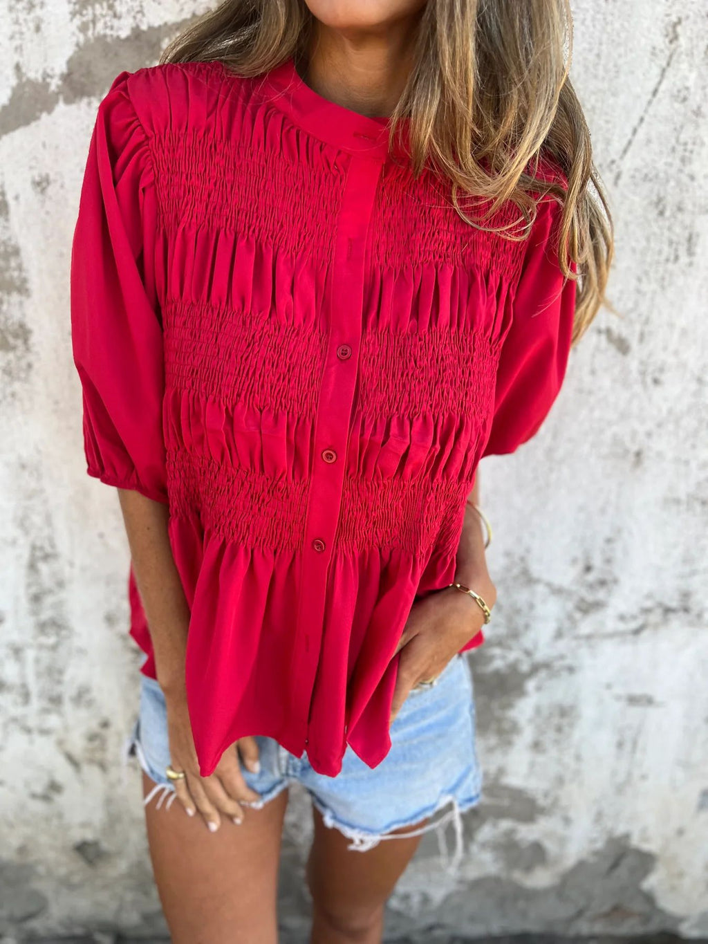 Nova- Blusa plisada con botones