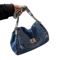 FRANKLIN – Bolso de hombro de denim vintage con cadena