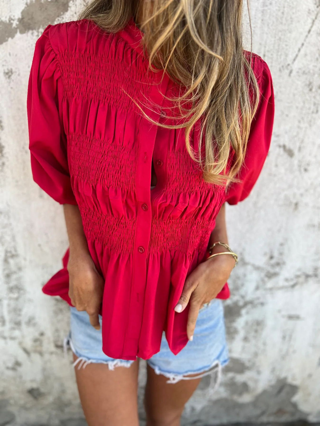 Nova- Blusa plisada con botones