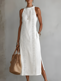 URSULA | Vestido midi holgado con cuello mao bordado